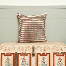 Myntra Elegant Homes Heritage Charm Off White & Beige Striped Cotton Square Cushion Cover-image-61