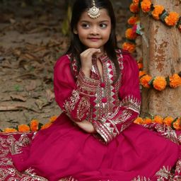 BAESD Girls Ethnic Motifs Embroidered Regular Sequinned Kurta with Palazzos & With Dupatta image 2
