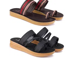 BERSACHE Set Of 2 Open Toe Flats-15