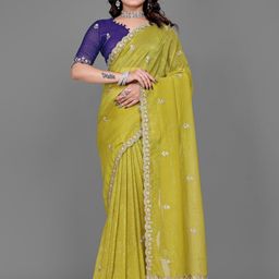 Mitera Embellished Zari Poly Chiffon Saree-image-25