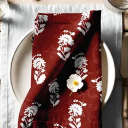 Vargottam Red & White 12 Pieces Printed Cotton Reusable & Disposable Table Napkins-9
