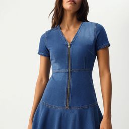 SASSAFRAS Women Denim Cotton A-Line Dress-picture-4