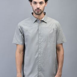 Woodland Men Spread Collar Solid Casual Shirt-image-99