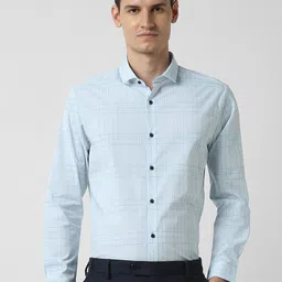 Peter England Slim Fit Checked Spread Collar Full Sleeves Formal Shirt-image-71