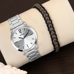 WROGN Men Analog Watch & Leather Bracelet Gift Set-46