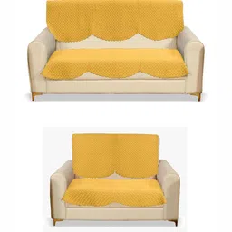 Fashion Throw Yellow Velvet 4 Piece Sofa Cover-18