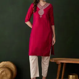 Sangria Embroidered Pure Cotton Kurtas-picture-53