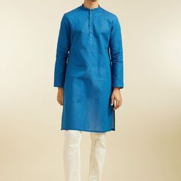 Diwas by Manyavar Geometric Printed Pure Cotton Straight Kurta With Trouser-picture-2