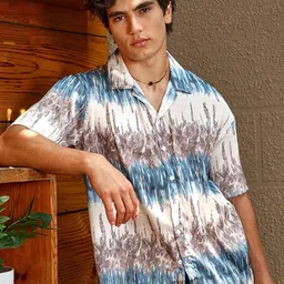 Campus Sutra Men Comfort Relaxed Fit Cuban Collar Abstract Printed Casual Shirt-picture-29