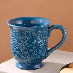 Fabindia Blue Textured Ceramic Matte Mugs Set of Cups and Mugs-image-24
