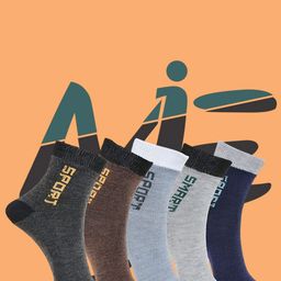 MJE Pack Of 5 Printed Mid Rise Ankle Length Socks-picture-30