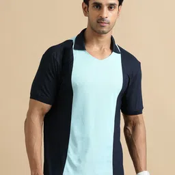 ECOLINE Clothing Men Antimicrobial Colourblocked Polo Collar T-shirt-image-74