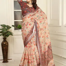 Kalista Floral Zari Pure Cotton Saree-image-78
