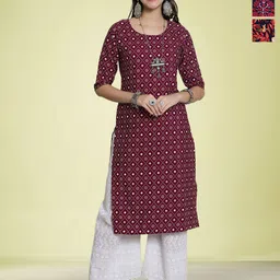Moda Rapido Women Ethnic Motifs Printed Thread Work Floral Crepe Kurta-image-73