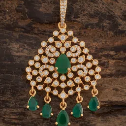 Kushal's Fashion Jewellery Gold-Plated Cubic Zirconia Contemporary Pendant-image-35