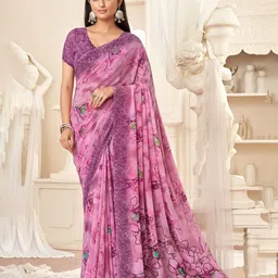DURGA EMPORIO Floral Printed Pure Georgette Saree-picture-28