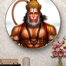 SAF Brown & Red Mighty Hanuman Religious Printed Wooden Wall Art-image-31