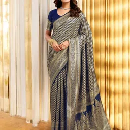 Mitera Woven Design Zari Silk Blend Banarasi Saree-image-47