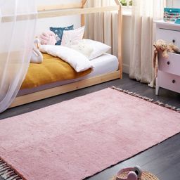 THEGASBH Pink Solid Hand-Tufted Cotton Carpet-image-68