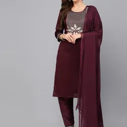Piludi Women Floral Embroidered Regular Kurta with Trousers & With Dupatta-picture-29