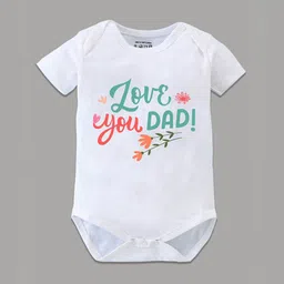 Blushes 100% Cotton Father's Day Theme Half Sleeve Father's Day Printed Onesie-White-image-29