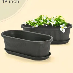 eha Set Of 2 Black Textured PlantersPot-26