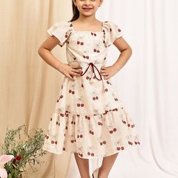 NEUDIS Girls Printed Flared Sleeve Fit-Flare Dress-image-89