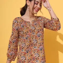 KALINI Women Floral Printed Round Neck Cotton Top-picture-48