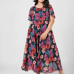 Aarya Designer Girls Floral Printed A-Line Maxi Dress-image-28