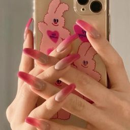 Vembley Set of 24 Pink Ombre Artificial Reusable Nails in with Glue-image-90