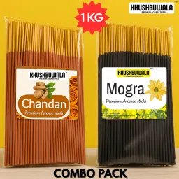 Premium Chandan And MOgra Agarbatti 1kg Packet Incense sticks 100 % Charcoal Fre Chandan, Asli Mogra-image-88