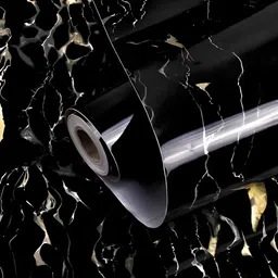INDIAN ROYALS Marquina Black Marble Design Printed Self-Adhesive & Durable Wall Sticker-image-95