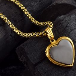 ADMIER Unisex Gold-Plated Heart Shaped Photo Locket Pendant with Chain-4