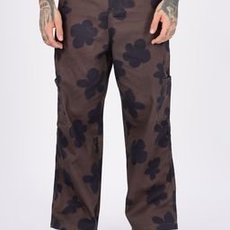 Eszett Men Floral Printed Baggy Fit Cargos Trousers-image-43