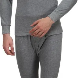 ALFA Body Warmer Full Sleeves Round Neck Melange Grey Winter Wear Men Top - Pyjama Set Thermal-image-7