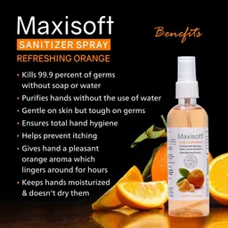 Maxisoft Set Of 4 Refreshing Orange Hand Sanitizer Sprays For Bacteria & Germs- 120ml Each image 5
