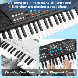 The 37 Key Piano Keyboard Toy with Recording, Mic and USB Cable for Power-122-20