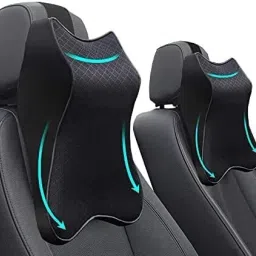 Black Leather, Cotton, Memory Foam Car Pillow Cushion for Audi, BMW, Chevrolet, Hyundai, Honda, Ford, Kia, Jaguar, Mahindra, Maruti Suzuki, Tata, Toyota-image-31