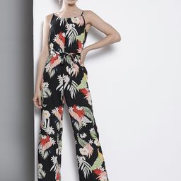 DOROTHY PERKINS Women Black & Green Floral Print Basic Jumpsuit-14