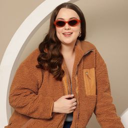 Sztori Women Plus Size Sherpa Tailored Jacket-image-87