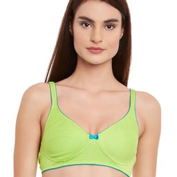 Clovia Cotton Non-Padded Wirefree Bra With Demi Cups - Green-42