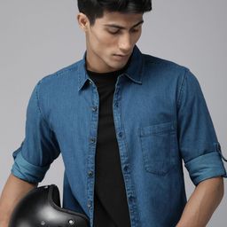The Roadster Lifestyle Co Men Blue Opaque Casual Cotton Shirt-image-117