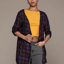 Roadster Women Checked Shrug-19