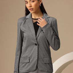 Chemistry Houndstooth Checked Woollen Oversized Blazer-picture-31