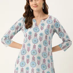 FERANOID Floral Printed Pure Cotton Kurti-image-12
