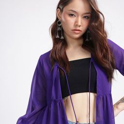 glitchez Longline Gathers Tie-Up Tiered Shrug-11
