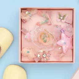 Yellow Bee Girls Pink & Blue Set Of 18 Alligator Hair Clip-35