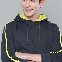 Mast & Harbour Men Navy Blue Solid Hooded Sweatshirt-image-67