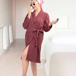 HotGown Women Double Side Terry Water Absorbent Bathrobe-image-49