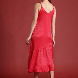 all about you Floral Satin Jacquard Drop waist Midi Dress-image-33